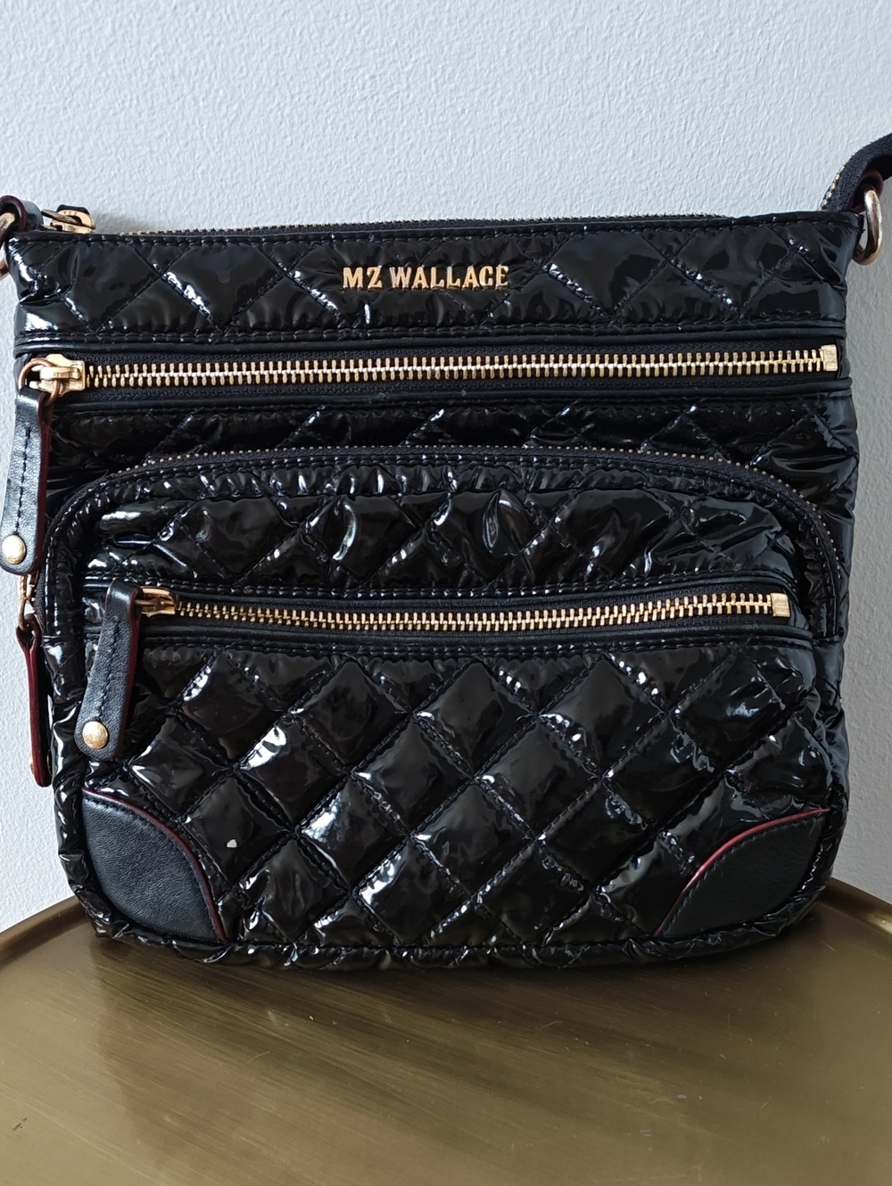 MZ WALLACE Patent Quilted Zip Bag **No Strap**